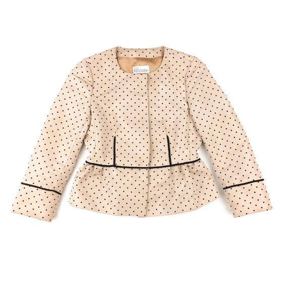 SOLD♦️VALENTINO red peach polkadot blazer jacket - Picture 1 of 7